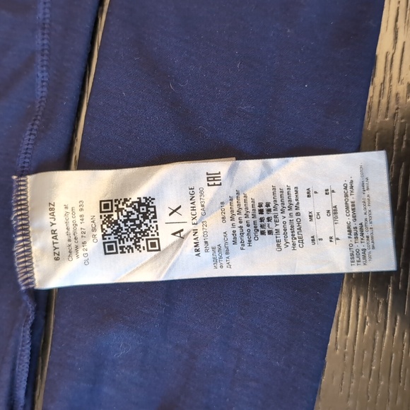 Armani Dark Blue Blouse, Size Small, With Orange, White, And Silver Letters - Picture 8 of 10